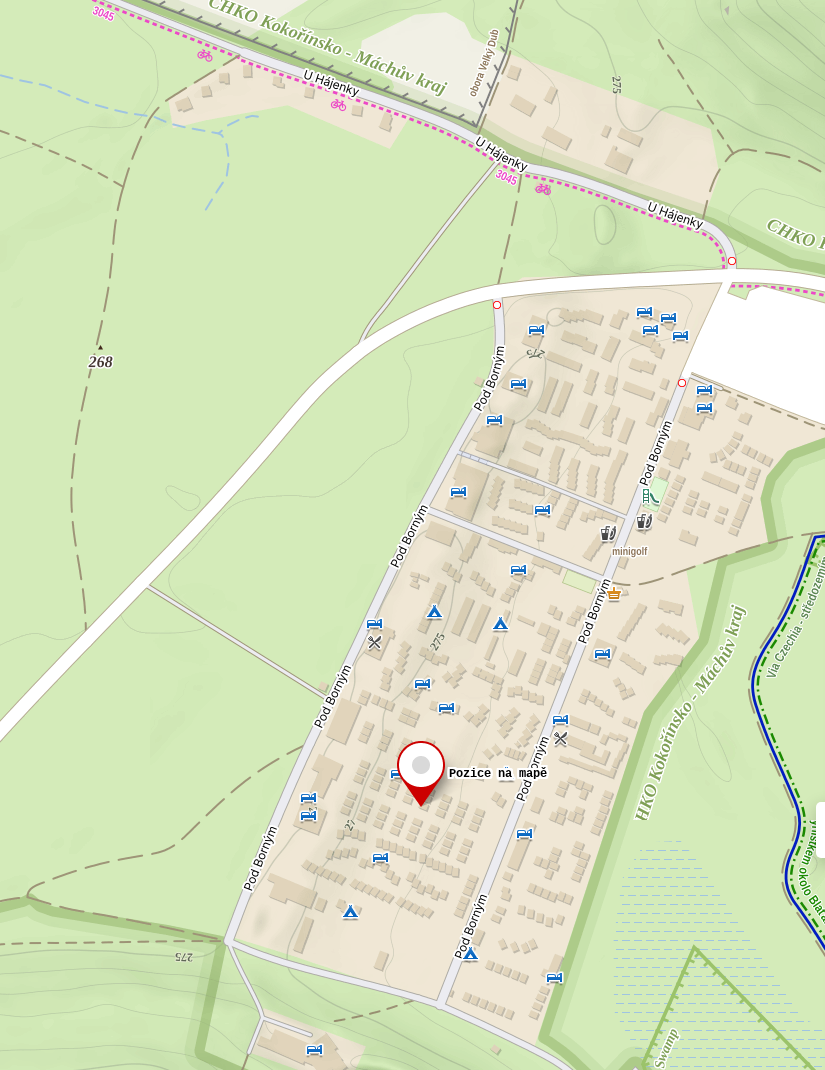 Orientační mapa polohy apartmánů ve Starých Splavech